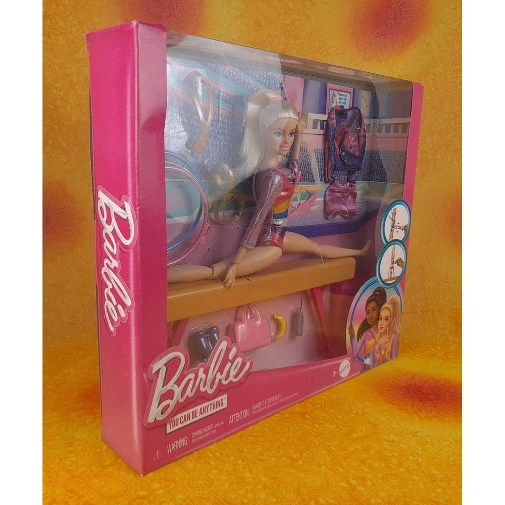 Barbie Gymnast Doll Playset With Beam Accessories & Outfit Changes Blonde Hair